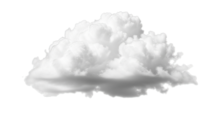 Fluffy white cumulus cloud isolated on black background