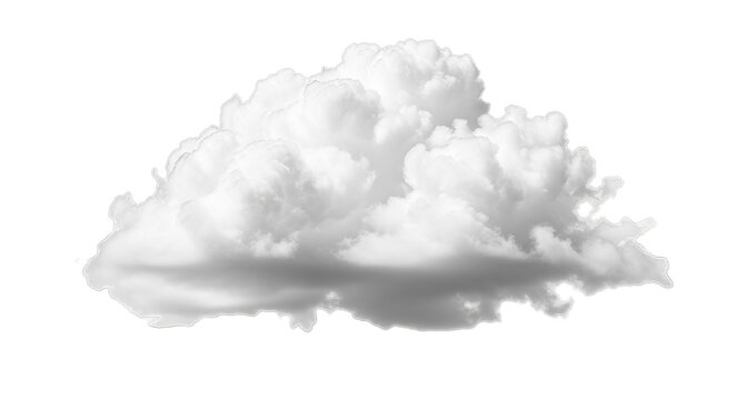 Fluffy white cumulus cloud isolated on black background