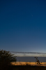 Stunning Astronomical Capture: Bright Comet C/2023 A3 (Tsuchinshan&ndash;ATLAS) Shines in the Deep Black Sky, Featuring Star Fields and the Comet's Tail