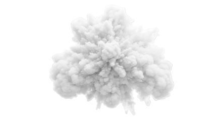 White smoke explosion against black background