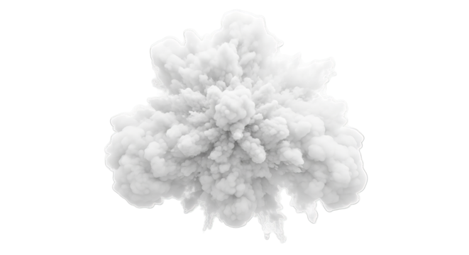 White smoke explosion against black background