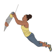 Woman Performing Aerial Silks Exercise Illustration.