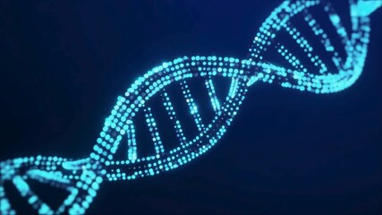 Digital DNA helix particles. 3D science and technology background. Seamless loop - Powered by Adobe