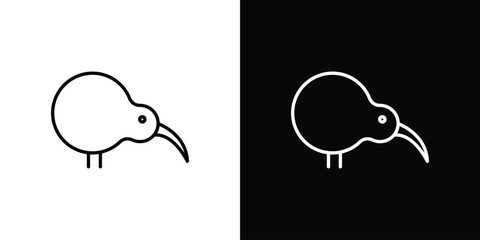 Kiwi bird icons. Editable Stroke. logotype design concept