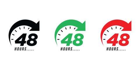 48 Hour Support Logo. Business Service Icon Vector Pack