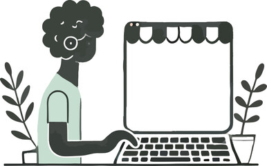 Person with glasses typing on laptop with plants keyboard