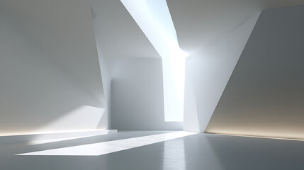 Fototapeta premium Bright geometric interior with dramatic light and shadow abstract minimalist