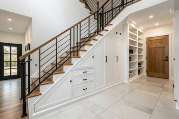 Luxury staircase hall of special design in an elegant house