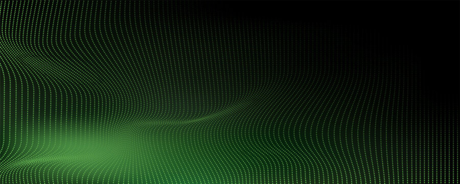 Abstract black background and green ball