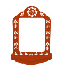 Mexican papel picado border design - decorated border with bird motifs and floral patterns. Traditional fiesta banner for Dia de los Muertos.