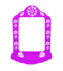 Mexican papel picado border design - decorated border with skull motifs and floral patterns. Traditional fiesta banner for Dia de los Muertos.