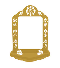 Mexican papel picado border design - decorated border with skull motifs and floral patterns. Traditional fiesta banner for Dia de los Muertos.