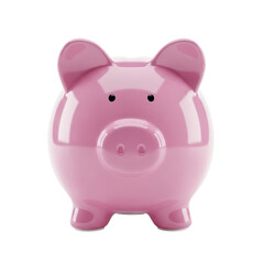 Fototapeta premium Pink piggy bank isolated on transparent background