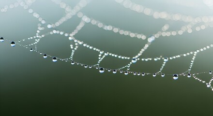 Dew drops on spider web in natural outdoor setting  