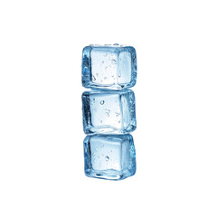 Stacked Ice Cubes on Transparent Background
