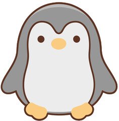 Cute Kawaii Grey Penguin Mascot Animal Illustration