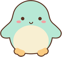 Cute Kawaii Mint/Turquoise Penguin Mascot Animal Illustration