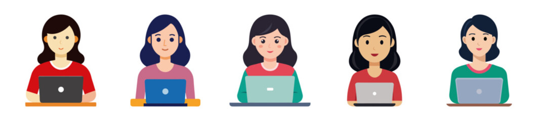 Diverse women working on laptops a symbol of modern digital life