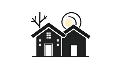 Cozy Houses in Silhouette - A Minimalist Vector Illustration.