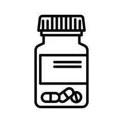 Outline icon of a prescription pill bottle with pills inside