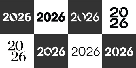 Set of 2026 New Year logo text design. number design. Collection of 2026 New Year symbols