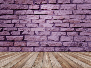 Old violet stone brick wall interior background.