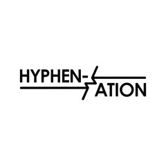 Hyphenation symbol with arrows indicating word division