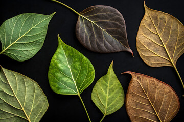 Jackfruit leaves  on black background