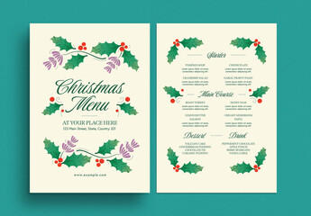 Elegant Special Christmas Menu