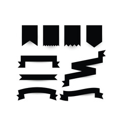 Black Ribbons and Banners Vector Set