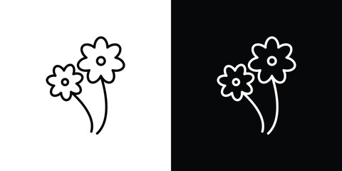two flowers icons. Editable Stroke. logotype design concept