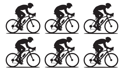 Fototapeta premium Silhouette of cyclist riding a bicycle vector illustration of a person cycling great for sports and fitness related designs