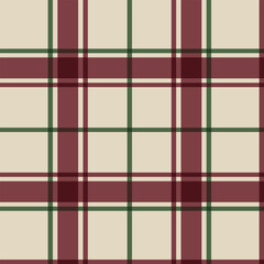 traditional holiday tartan background in festive red, green, and cream colors