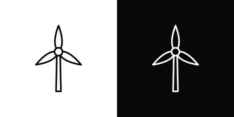 Wind turbine icons. Editable Stroke. logotype design concept