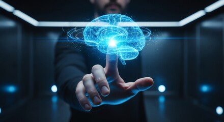 Artificial Intelligence Integration With Human Brain Innovation Concept