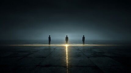 Silhouette of a couple walking on the sandy beach at sunset by the ocean