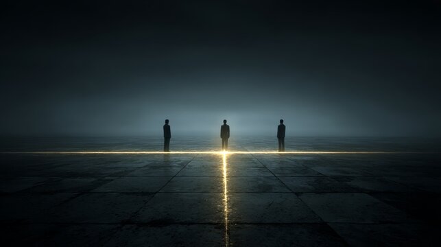 Silhouette of a couple walking on the sandy beach at sunset by the ocean - Powered by Adobe