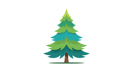 Obraz premium A colorful evergreen pine tree stands tall against a white background.