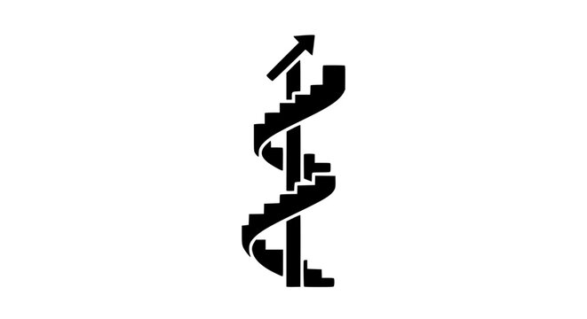 Metal spiral staircase design black white icon 