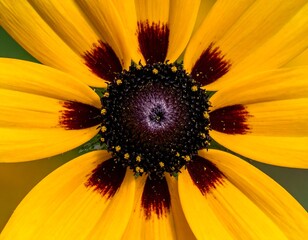 Close-up of a Vibrant Yellow Rudbeckia Flower with Dark Center.
