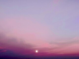 Full moon illuminating the sky over the Moscow Region, Russia.