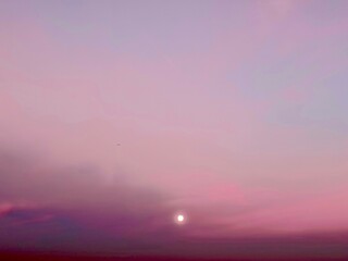 Full moon illuminating the sky over the Moscow Region, Russia.