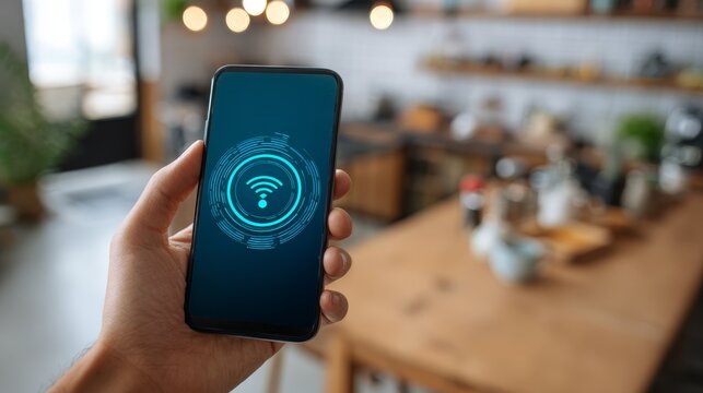 Woman's hand holding a smartphone showing the screen for digital communication and technology use