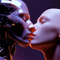 Two Robots Kissing Emotional