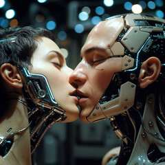 Two Robots Kissing Emotional