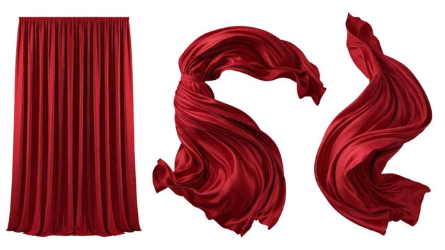 Vector illustration&nbsp;of red fabric draped and flowing, on a transparent background