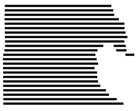 Symbol Map of the County Alpena (Michigan, US) showing the County with a few black horizontal lines