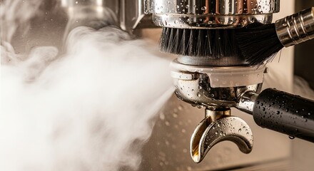 Espresso machine steaming wand with hot water and steam