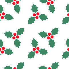 Seamless Vector Pattern with Holly Berry 