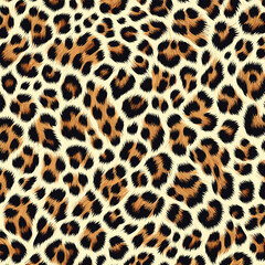 Naklejka premium Seamless Animal Wildlife Skin Pattern. Leopard Skin Texture Pattern Vector. Leopard Fur Camouflage Background, luxury motif for wallpaper and apparel.